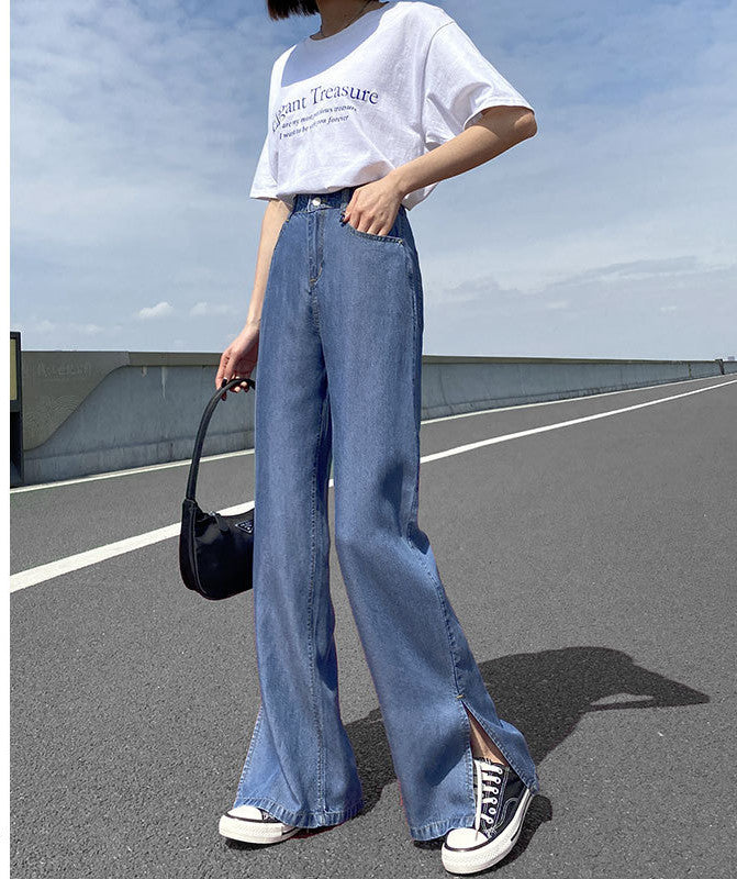 New Loose Straight High Waist Summer Ice Silk Wide-leg Pants