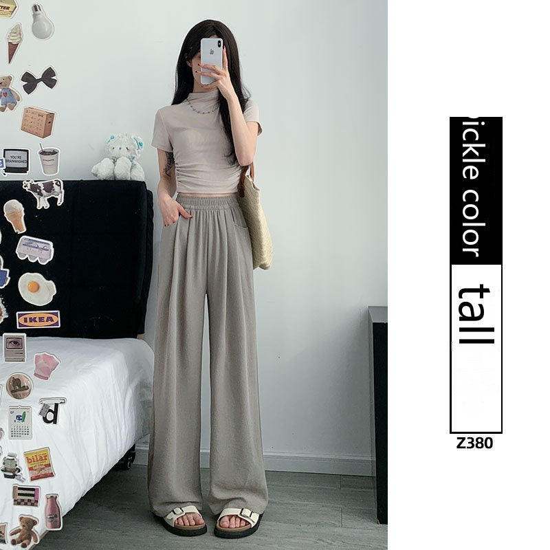 Ice Silk Wide-leg Women's Thin Straight Loose Casual Pants