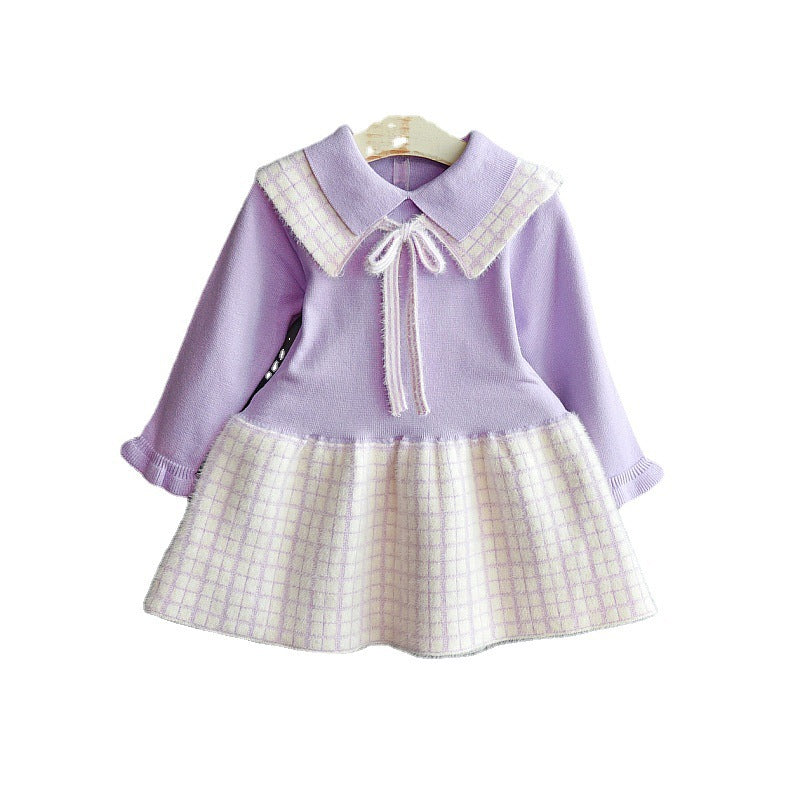 Girls' Fashion Personality Preppy Sweater Dress