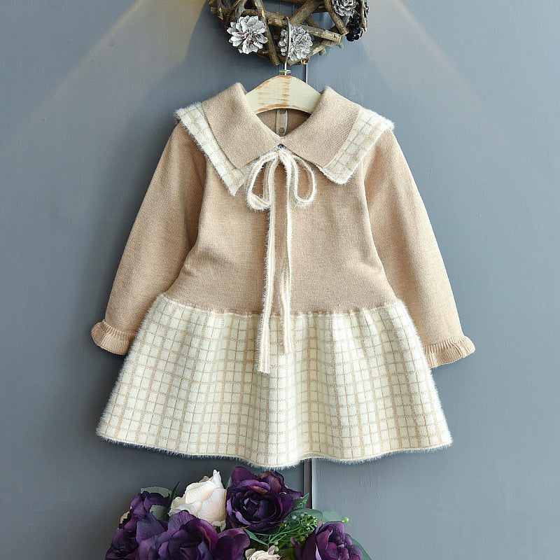 Girls' Fashion Personality Preppy Sweater Dress