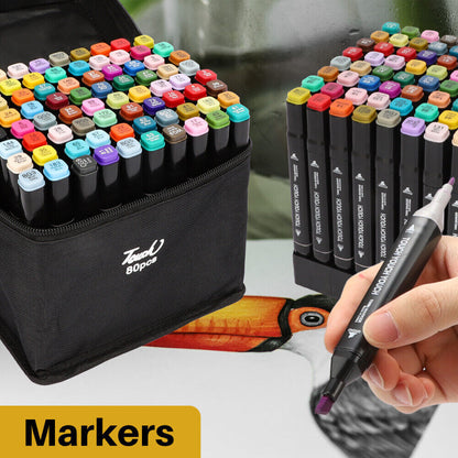 80 Farbe Acrylstifte Marker Set Permanent Pen DIY Graffiti Sketch Dual Pen