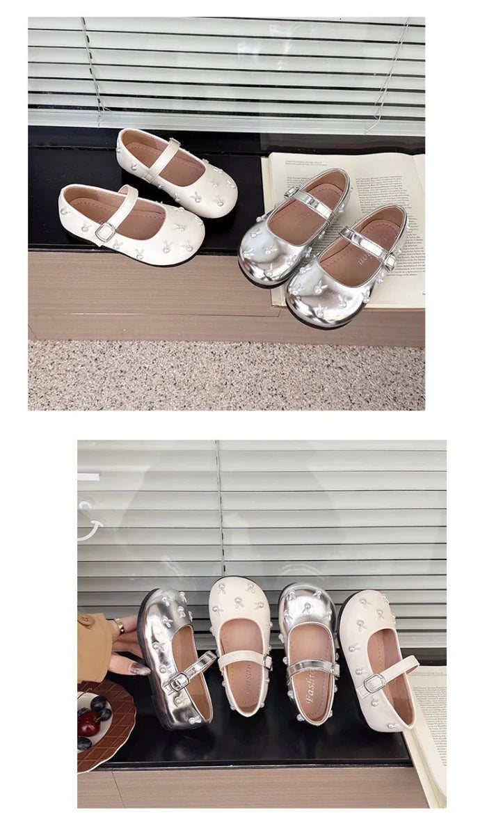 Child Princess Leather Shoe2025Four Seasons New Korean Edition Child FlatShoe Glitter Girl Anti slip Versatile Le FuShoe - Mom & Kids