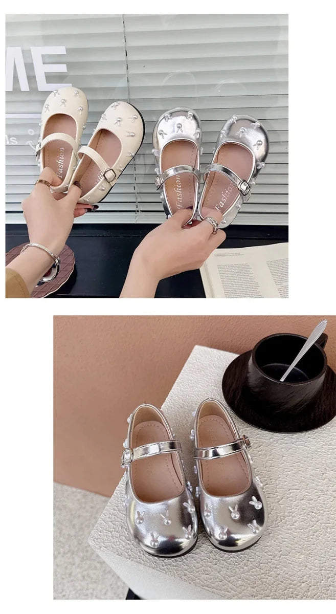 Child Princess Leather Shoe2025Four Seasons New Korean Edition Child FlatShoe Glitter Girl Anti slip Versatile Le FuShoe - Mom & Kids