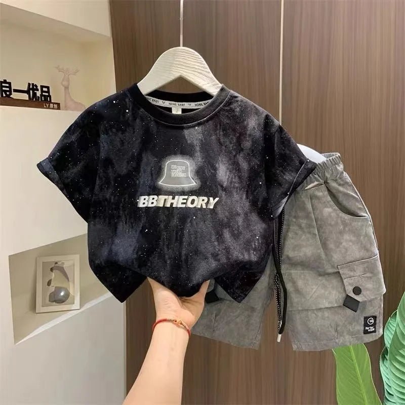 Children Boutique Summer Outfits 2025 New Boys Sleeveless Hat Letter T-Shirt And Pocket Shorts 2pcs Fashion Set Kid Sport Suit - Mom & Kids