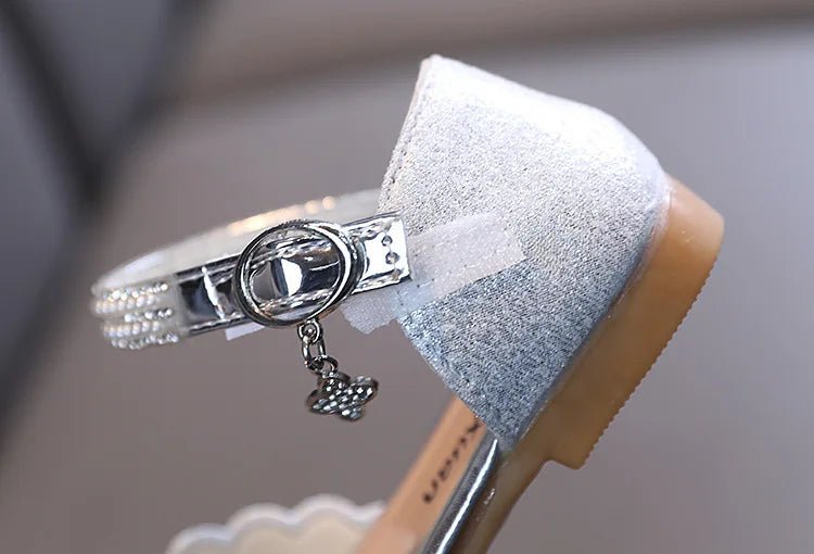 Children Spring Summer Korean Version Dance Shoes Girls Pearl Show Shoes Girl Rhinestone Princess Lace Leather Shoes Solid Color - Mom & Kids