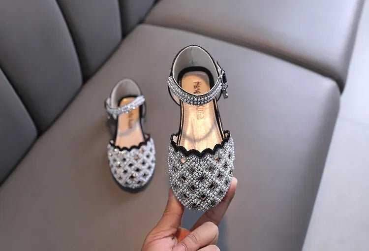 Children Spring Summer Korean Version Dance Shoes Girls Pearl Show Shoes Girl Rhinestone Princess Lace Leather Shoes Solid Color - Mom & Kids