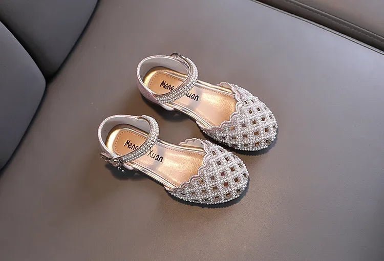 Children Spring Summer Korean Version Dance Shoes Girls Pearl Show Shoes Girl Rhinestone Princess Lace Leather Shoes Solid Color - Mom & Kids