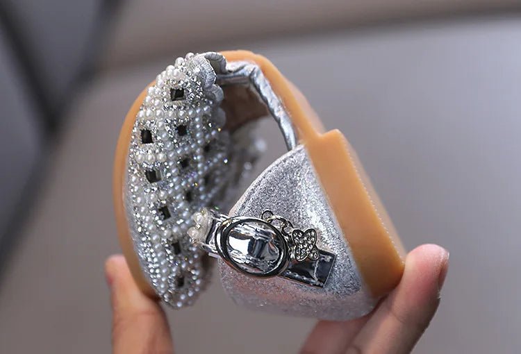Children Spring Summer Korean Version Dance Shoes Girls Pearl Show Shoes Girl Rhinestone Princess Lace Leather Shoes Solid Color - Mom & Kids