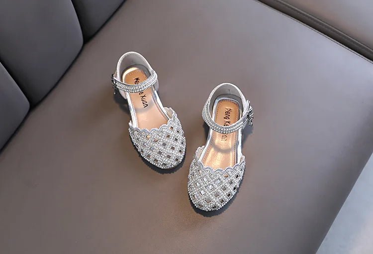 Children Spring Summer Korean Version Dance Shoes Girls Pearl Show Shoes Girl Rhinestone Princess Lace Leather Shoes Solid Color - Mom & Kids