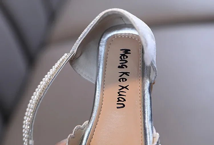 Children Spring Summer Korean Version Dance Shoes Girls Pearl Show Shoes Girl Rhinestone Princess Lace Leather Shoes Solid Color - Mom & Kids