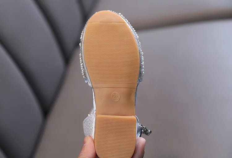 Children Spring Summer Korean Version Dance Shoes Girls Pearl Show Shoes Girl Rhinestone Princess Lace Leather Shoes Solid Color - Mom & Kids