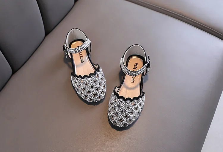Children Spring Summer Korean Version Dance Shoes Girls Pearl Show Shoes Girl Rhinestone Princess Lace Leather Shoes Solid Color - Mom & Kids