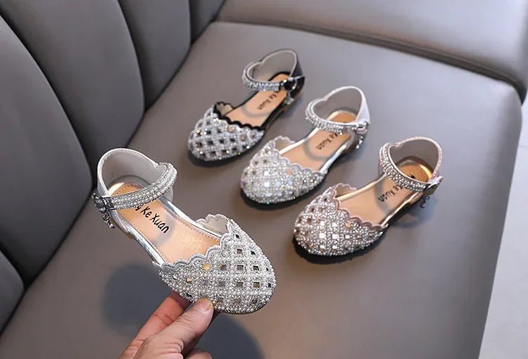 Children Spring Summer Korean Version Dance Shoes Girls Pearl Show Shoes Girl Rhinestone Princess Lace Leather Shoes Solid Color - Mom & Kids