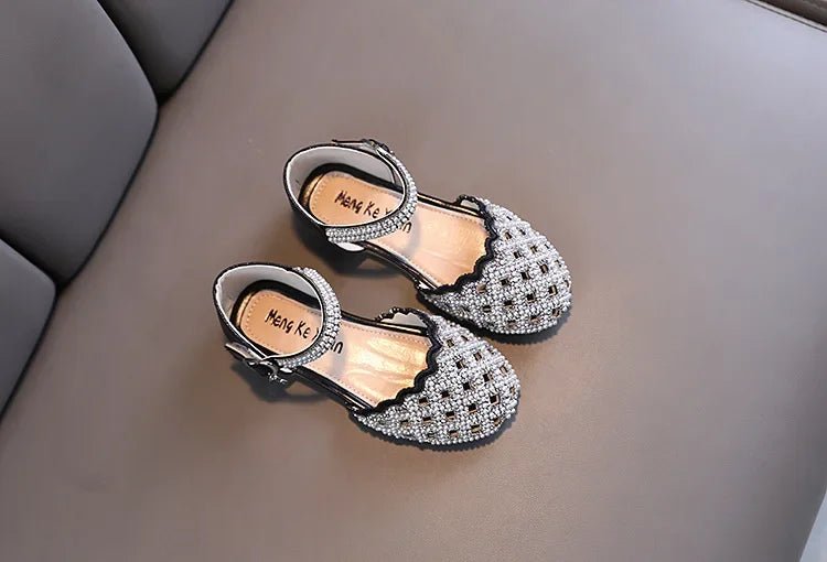 Children Spring Summer Korean Version Dance Shoes Girls Pearl Show Shoes Girl Rhinestone Princess Lace Leather Shoes Solid Color - Mom & Kids