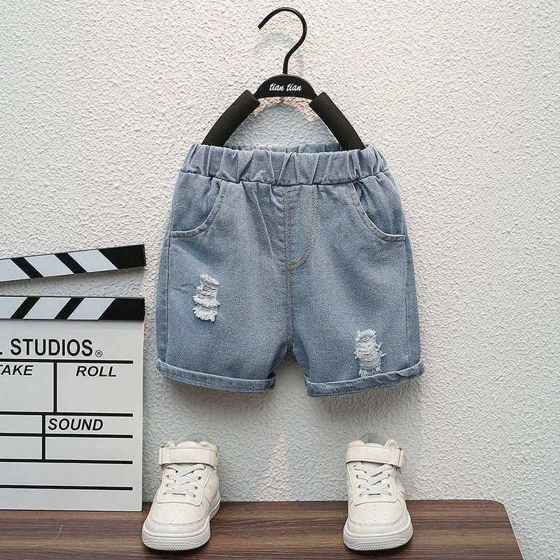 Children Summer Fashion Baby Boys Clothes Cartoon Bear T-shirt Denim Shorts 2pcs/sets Kids Outfits Costume Casual Sports Suit - Mom & Kids