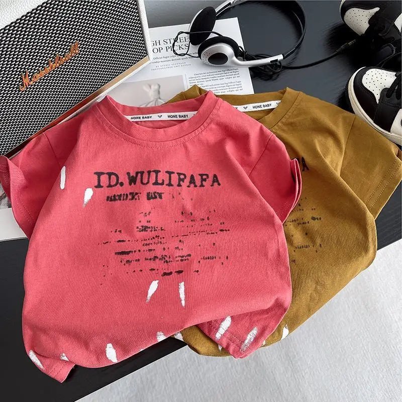 Children's Clothes Summer Thin Loose Casual Kids Tracksuit Popular Design Baby Boy Short Sleeve Suit T-shirt Shorts - Mom & Kids
