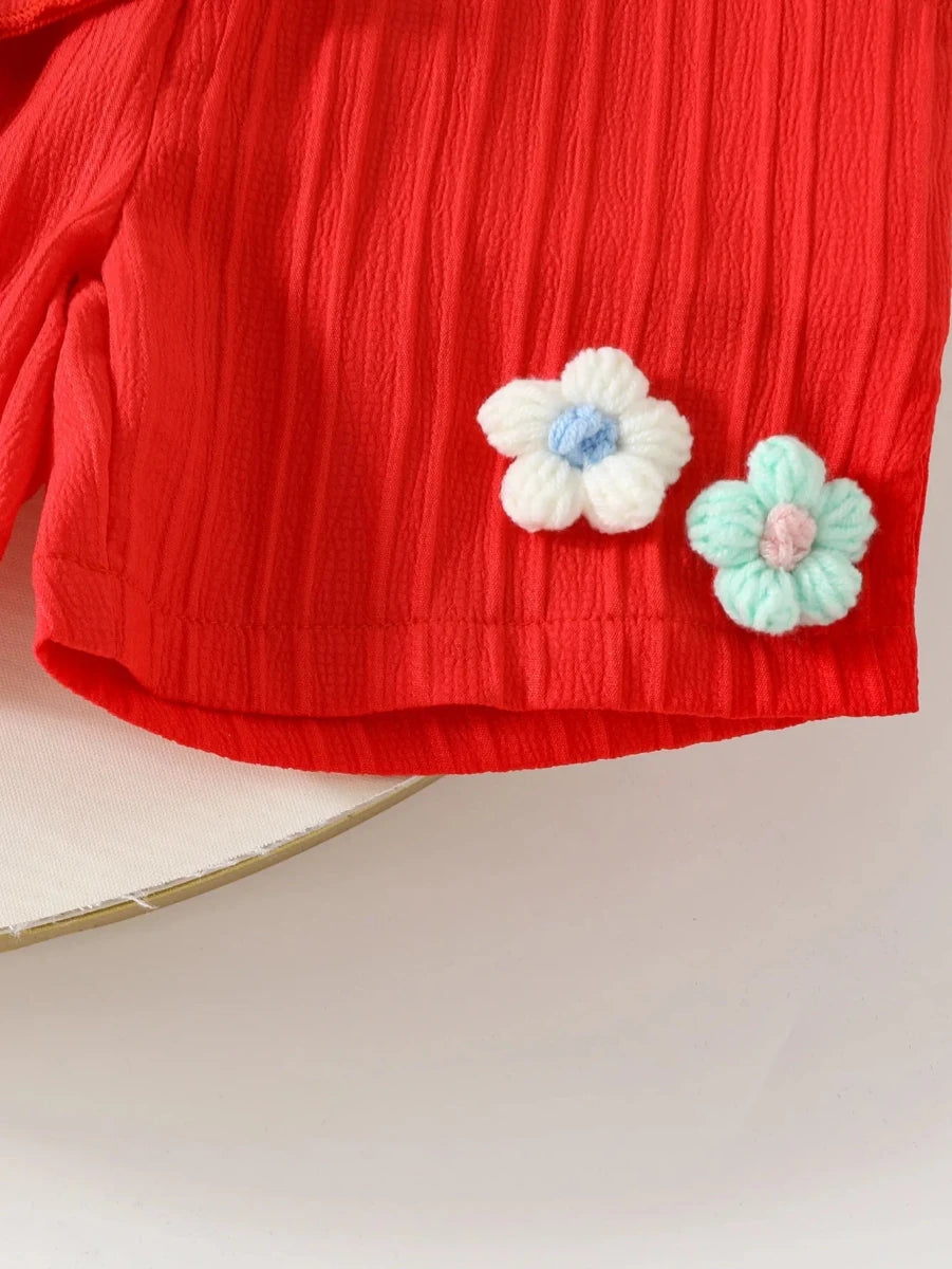 Children's Clothing Sets Small Flower Sleeveless Top + Bow Shorts 2pcs Sets Toddler Girl Clothes Kids Boutique Clothes - Mom & Kids
