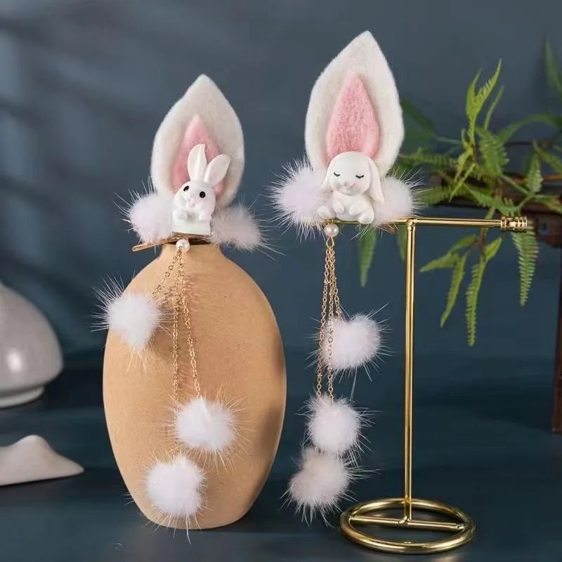 Children's Hairball Little Rabbit Hair Clip Hanfu Headwear Ancient Style Costume Hairball Pair Clip - Mom & Kids