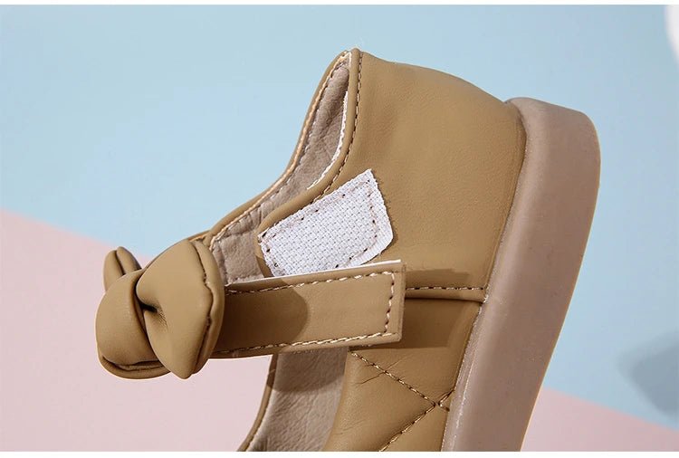 Children's Leather Shoes Non-slip Soft Bottom Kids Mary Jane Shoes Fashion Solid Color Bowknot Girls School Causal Single Shoes - Mom & Kids