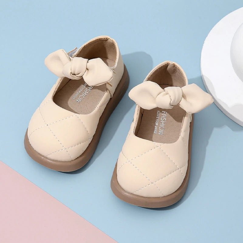 Children's Leather Shoes Non-slip Soft Bottom Kids Mary Jane Shoes Fashion Solid Color Bowknot Girls School Causal Single Shoes - Mom & Kids