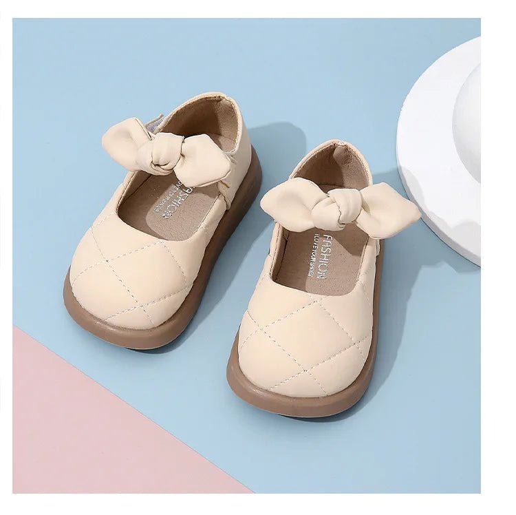 Children's Leather Shoes Non-slip Soft Bottom Kids Mary Jane Shoes Fashion Solid Color Bowknot Girls School Causal Single Shoes - Mom & Kids