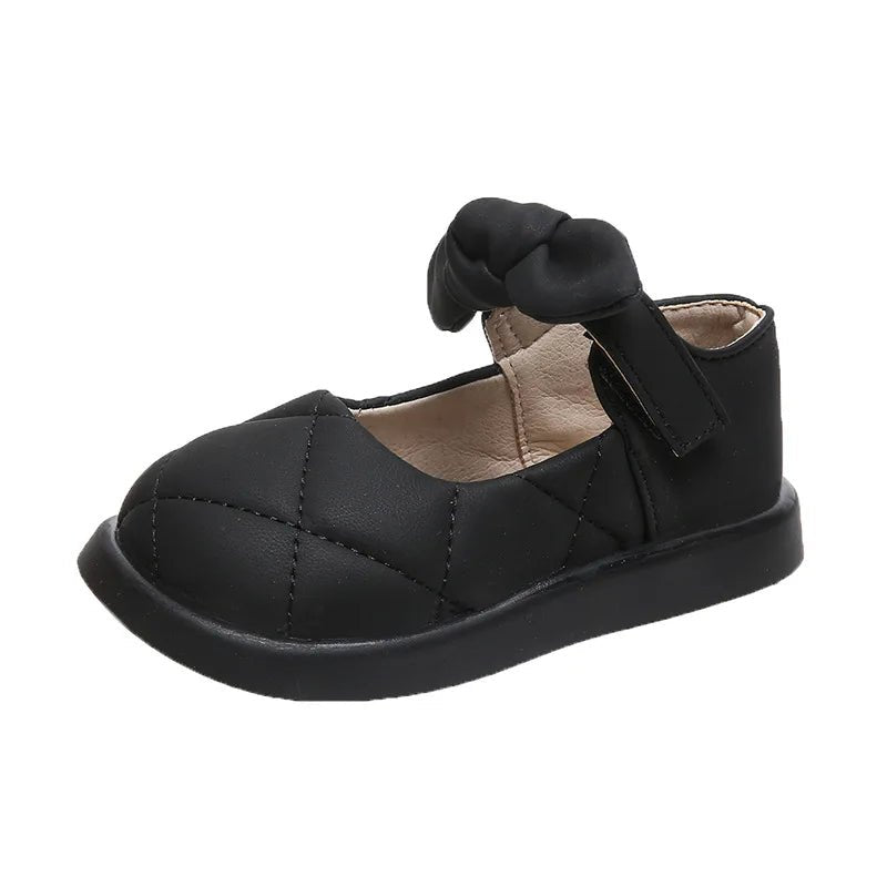 Children's Leather Shoes Non-slip Soft Bottom Kids Mary Jane Shoes Fashion Solid Color Bowknot Girls School Causal Single Shoes - Mom & Kids