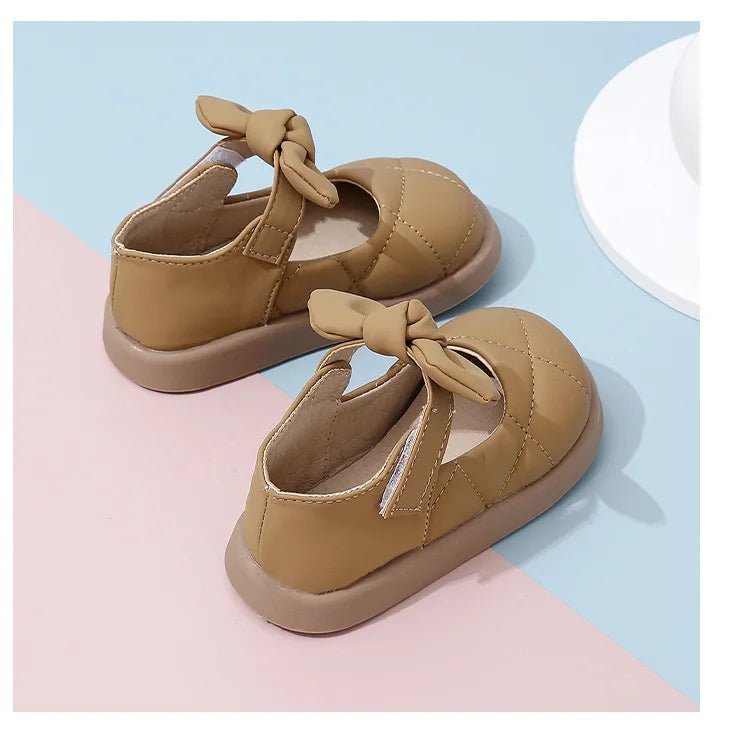 Children's Leather Shoes Non-slip Soft Bottom Kids Mary Jane Shoes Fashion Solid Color Bowknot Girls School Causal Single Shoes - Mom & Kids