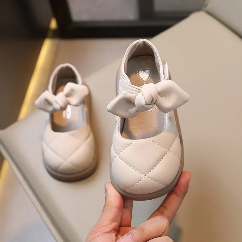 Children's Leather Shoes Non-slip Soft Bottom Kids Mary Jane Shoes Fashion Solid Color Bowknot Girls School Causal Single Shoes - Mom & Kids