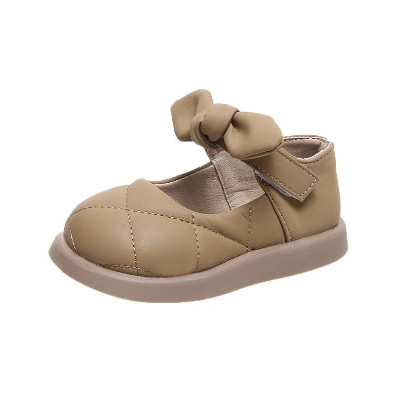 Children's Leather Shoes Non-slip Soft Bottom Kids Mary Jane Shoes Fashion Solid Color Bowknot Girls School Causal Single Shoes - Mom & Kids