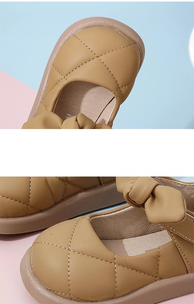 Children's Leather Shoes Non-slip Soft Bottom Kids Mary Jane Shoes Fashion Solid Color Bowknot Girls School Causal Single Shoes - Mom & Kids