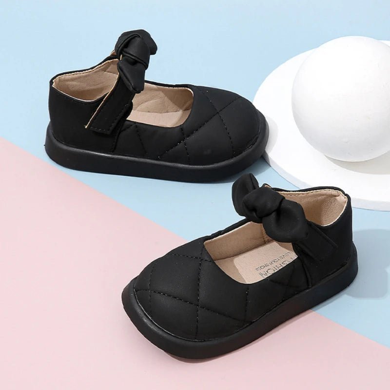 Children's Leather Shoes Non-slip Soft Bottom Kids Mary Jane Shoes Fashion Solid Color Bowknot Girls School Causal Single Shoes - Mom & Kids
