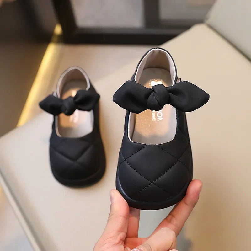 Children's Leather Shoes Non-slip Soft Bottom Kids Mary Jane Shoes Fashion Solid Color Bowknot Girls School Causal Single Shoes - Mom & Kids
