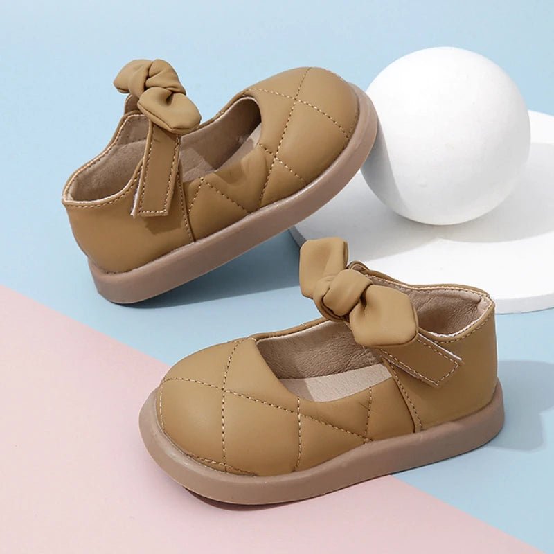 Children's Leather Shoes Non-slip Soft Bottom Kids Mary Jane Shoes Fashion Solid Color Bowknot Girls School Causal Single Shoes - Mom & Kids