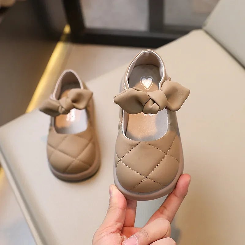 Children's Leather Shoes Non-slip Soft Bottom Kids Mary Jane Shoes Fashion Solid Color Bowknot Girls School Causal Single Shoes - Mom & Kids