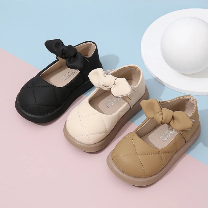 Children's Leather Shoes Non-slip Soft Bottom Kids Mary Jane Shoes Fashion Solid Color Bowknot Girls School Causal Single Shoes - Mom & Kids