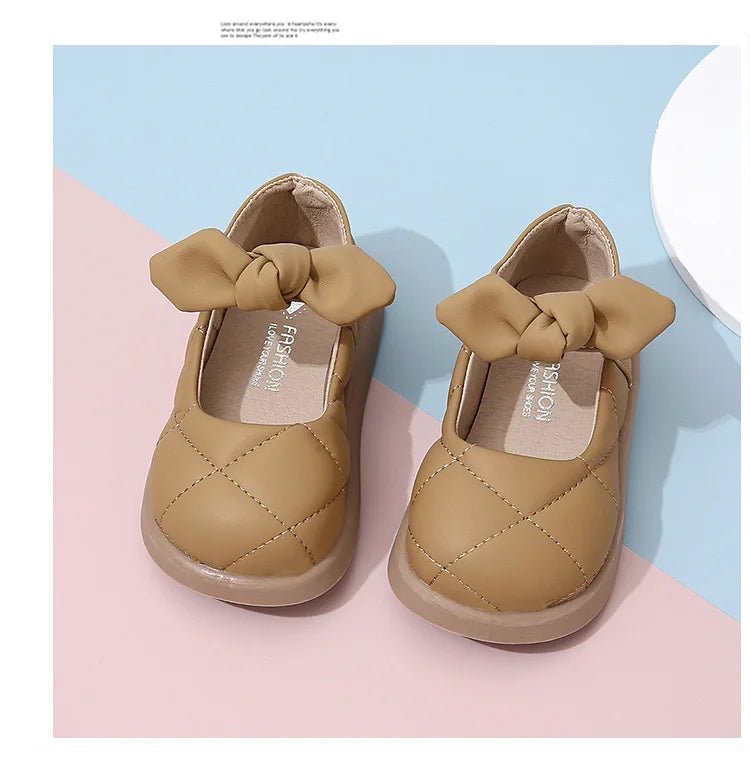 Children's Leather Shoes Non-slip Soft Bottom Kids Mary Jane Shoes Fashion Solid Color Bowknot Girls School Causal Single Shoes - Mom & Kids