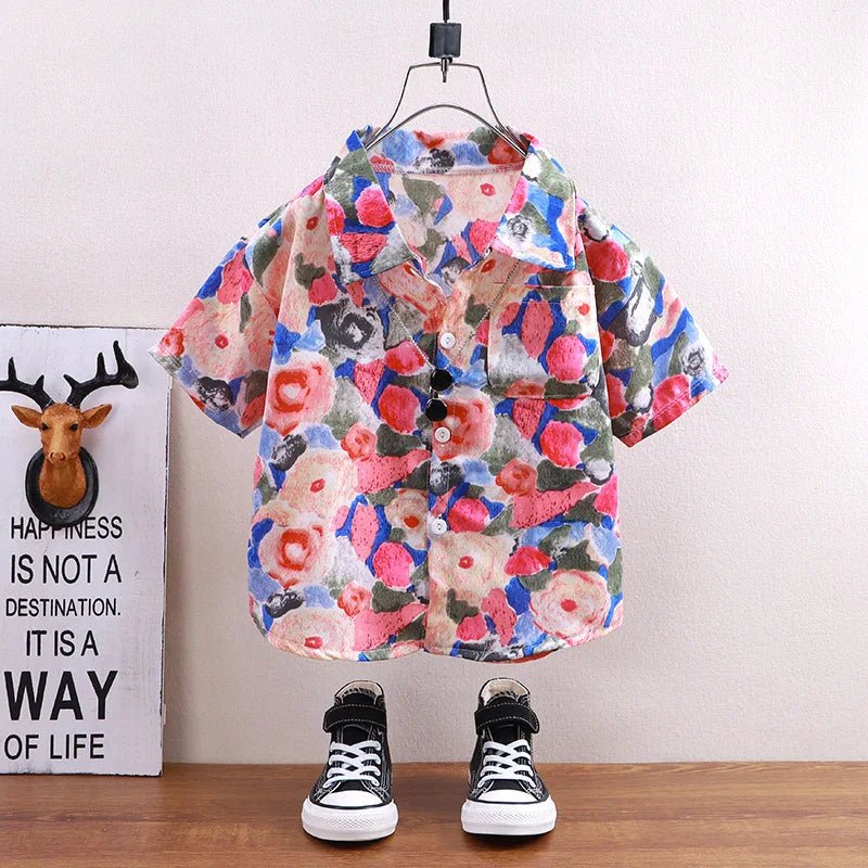 Children's shirts summer style short sleeved boys' tops baby coats children's clothing Hong Kong style casual trend wholesale - Mom & Kids