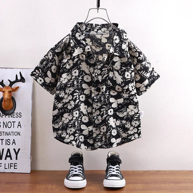 Children's shirts summer style short sleeved boys' tops baby coats children's clothing Hong Kong style casual trend wholesale - Mom & Kids
