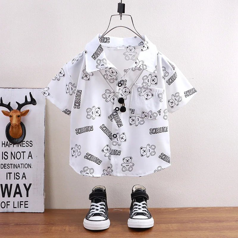 Children's shirts summer style short sleeved boys' tops baby coats children's clothing Hong Kong style casual trend wholesale - Mom & Kids