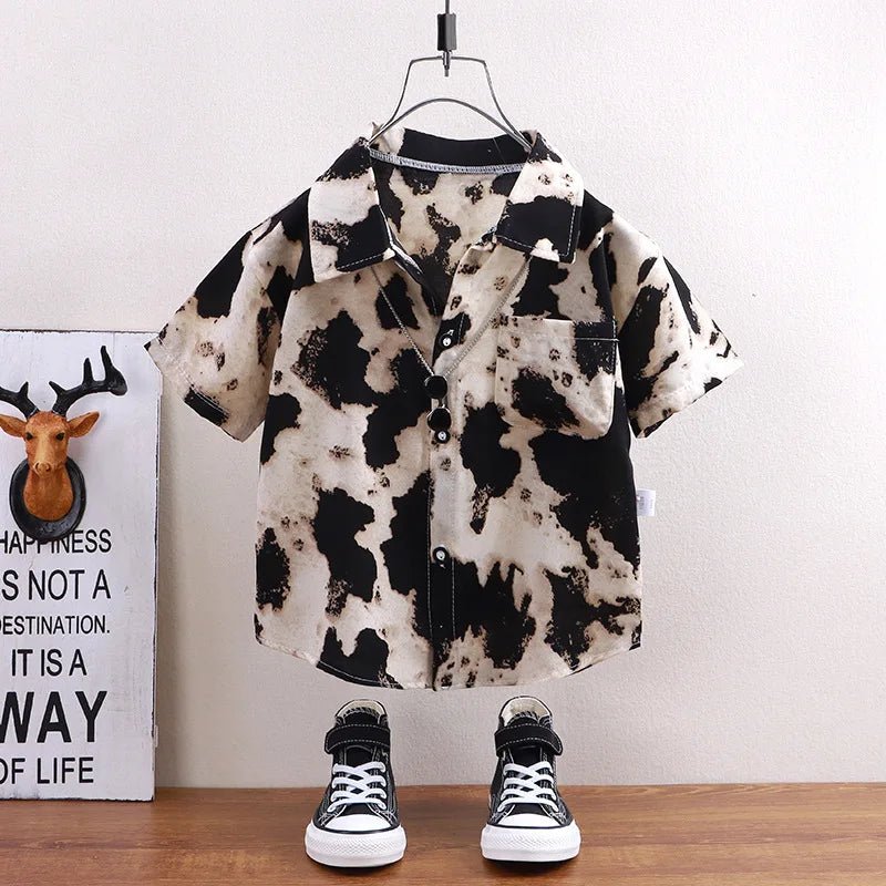 Children's shirts summer style short sleeved boys' tops baby coats children's clothing Hong Kong style casual trend wholesale - Mom & Kids