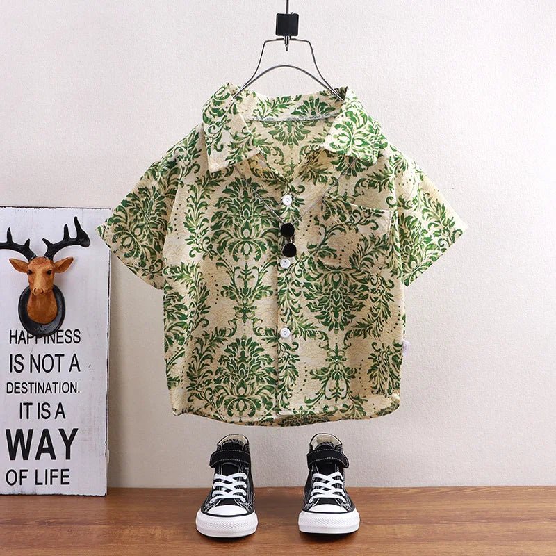 Children's shirts summer style short sleeved boys' tops baby coats children's clothing Hong Kong style casual trend wholesale - Mom & Kids