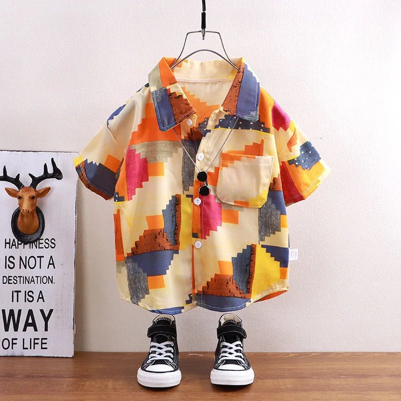 Children's shirts summer style short sleeved boys' tops baby coats children's clothing Hong Kong style casual trend wholesale - Mom & Kids
