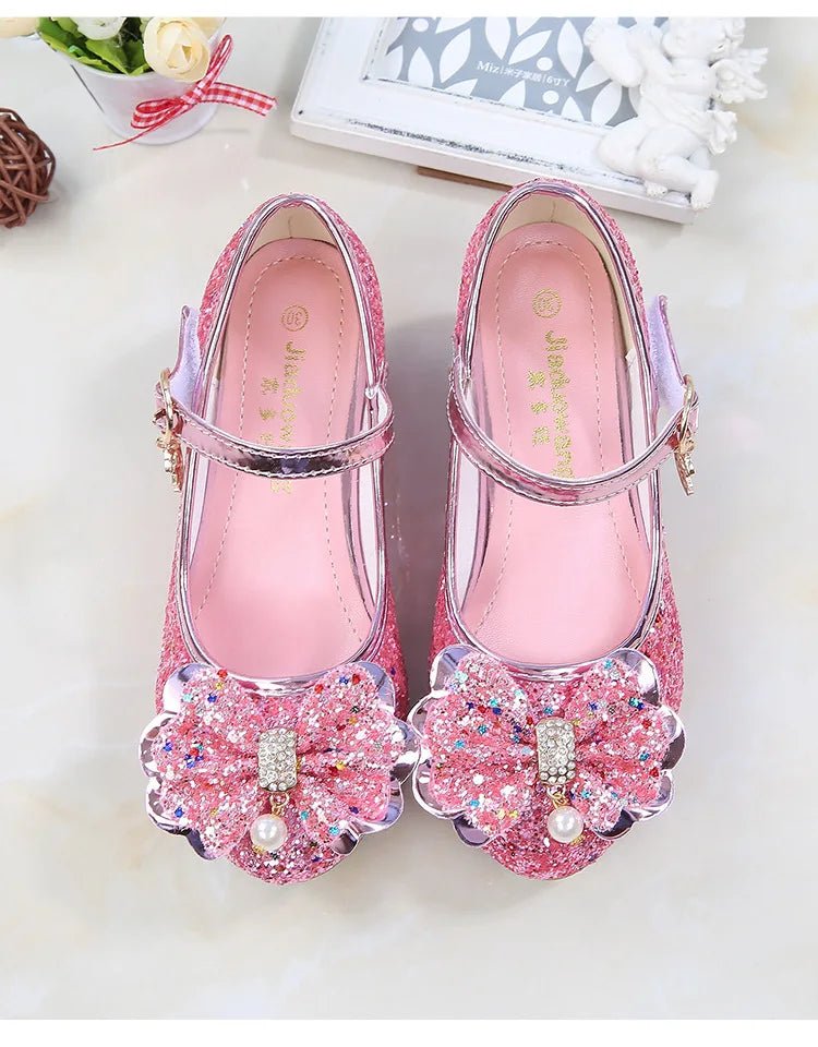 Children's Shoes Princess Shoes Girl's Fashion Sandals Crystal Princess Shoes Blue Pink Silver - Mom & Kids