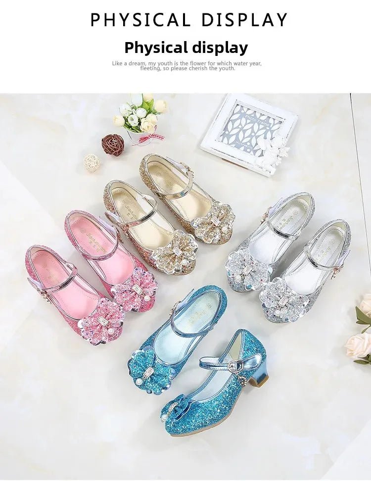 Children's Shoes Princess Shoes Girl's Fashion Sandals Crystal Princess Shoes Blue Pink Silver - Mom & Kids
