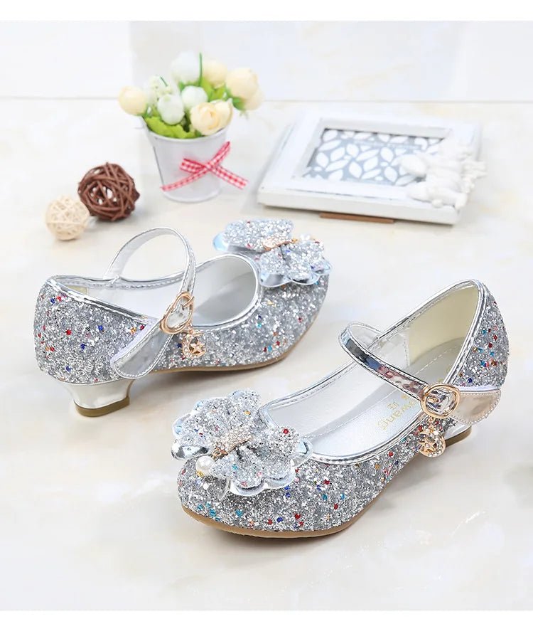 Children's Shoes Princess Shoes Girl's Fashion Sandals Crystal Princess Shoes Blue Pink Silver - Mom & Kids