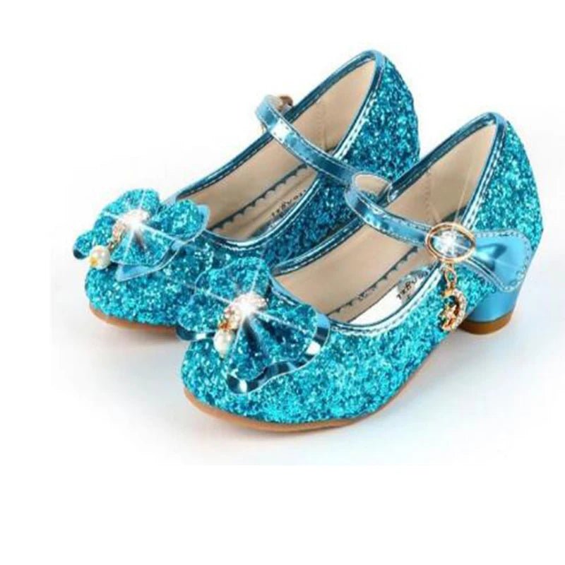 Children's Shoes Princess Shoes Girl's Fashion Sandals Crystal Princess Shoes Blue Pink Silver - Mom & Kids