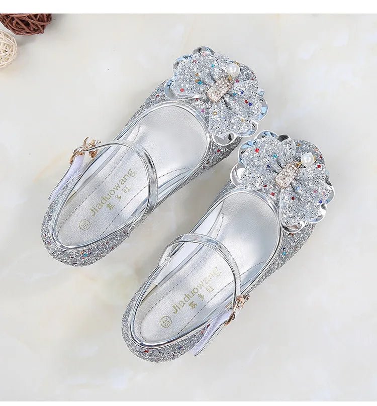 Children's Shoes Princess Shoes Girl's Fashion Sandals Crystal Princess Shoes Blue Pink Silver - Mom & Kids