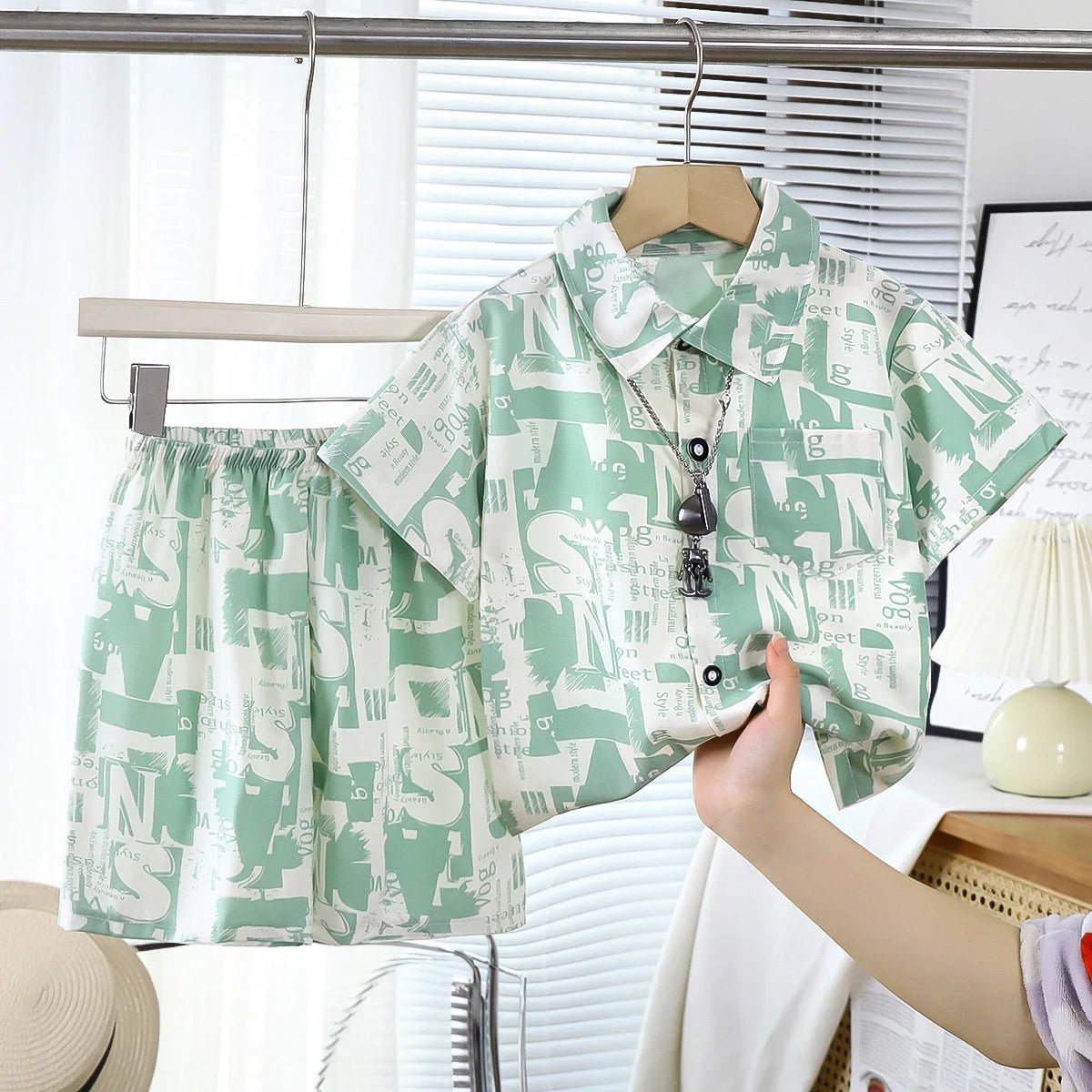 Childrens Summer Beach Outfit Boys Short Sleeve Shirt and Shorts Two Piece Set Casual Baby Clothes Toddler Clothing - Mom & Kids