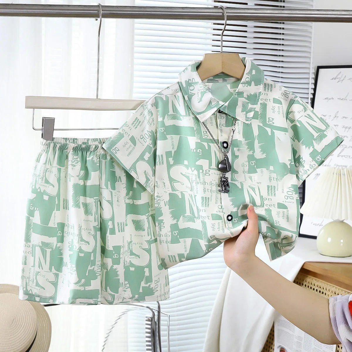 Childrens Summer Beach Outfit Boys Short Sleeve Shirt and Shorts Two Piece Set Casual Baby Clothes Toddler Clothing - Mom & Kids