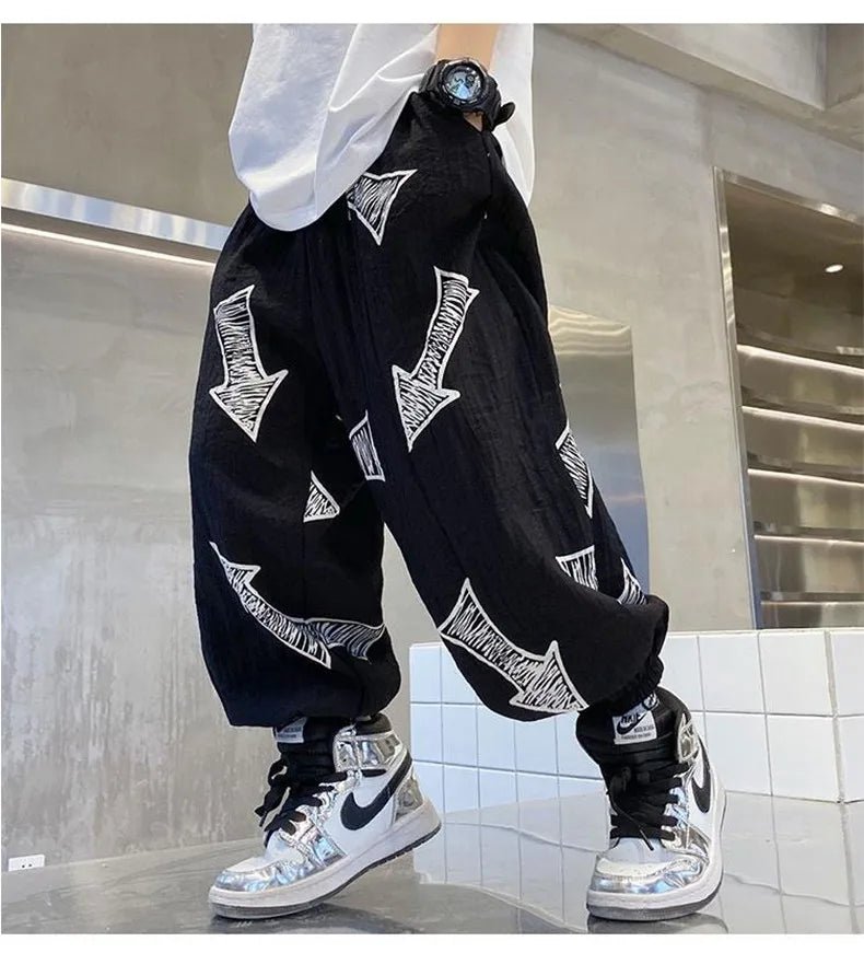 Children's Summer Set Korean Version Boy Hip Hop Loose Short Sleeve T-shirt Casual Mosquito Pants 2-piece Set - Mom & Kids